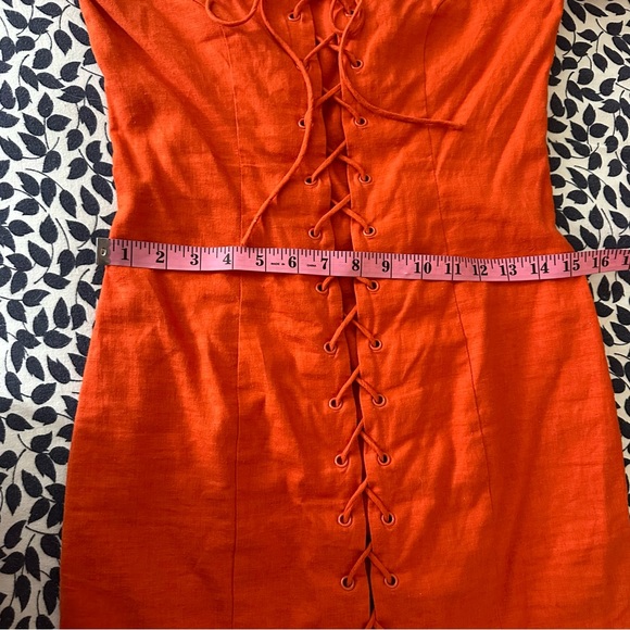 Ale by Alessandra x Revolve Red Orange Rosario Off the Shoulder Linen Dress M - Picture 13 of 15